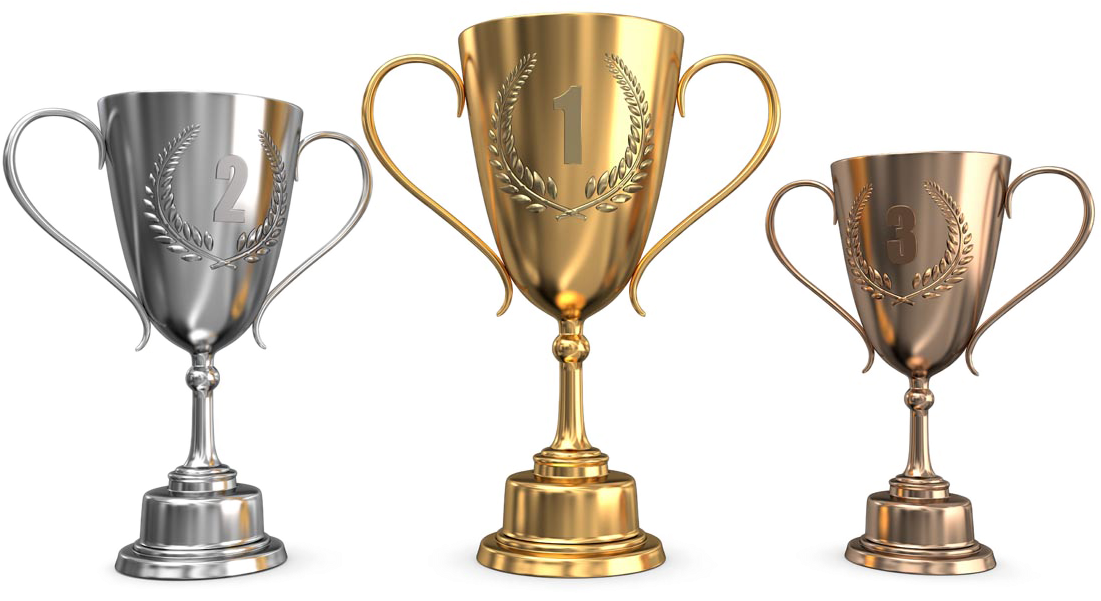 Trophy Gold Medal Silver - Trofeo Oro Plata Bronce Png (1100x619), Png Download