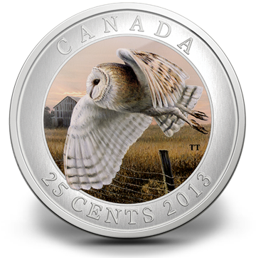 2013 25 Cent Coin - Barn Owl (388x371), Png Download