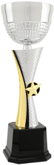 13 1/2 Silver & Gold Textured Metal Cup Trophy (350x350), Png Download