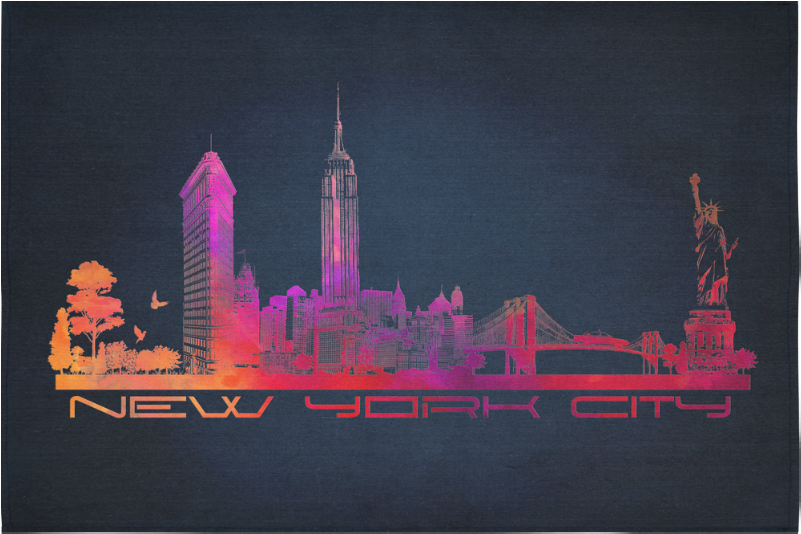 New York City Skyline 4 Cotton Linen Wall Tapestry - Skyline (1000x1000), Png Download