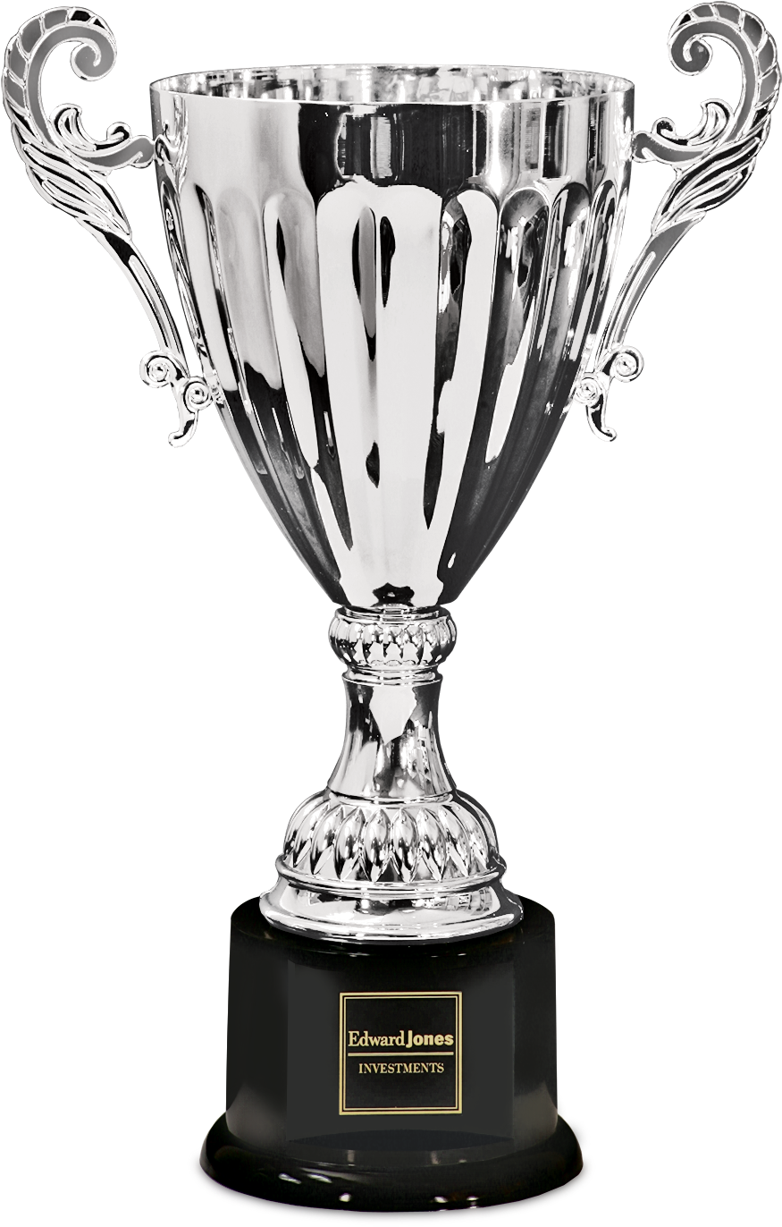 Silver Metal Corporate Cup Trophy On A Black Plastic Trophées Et