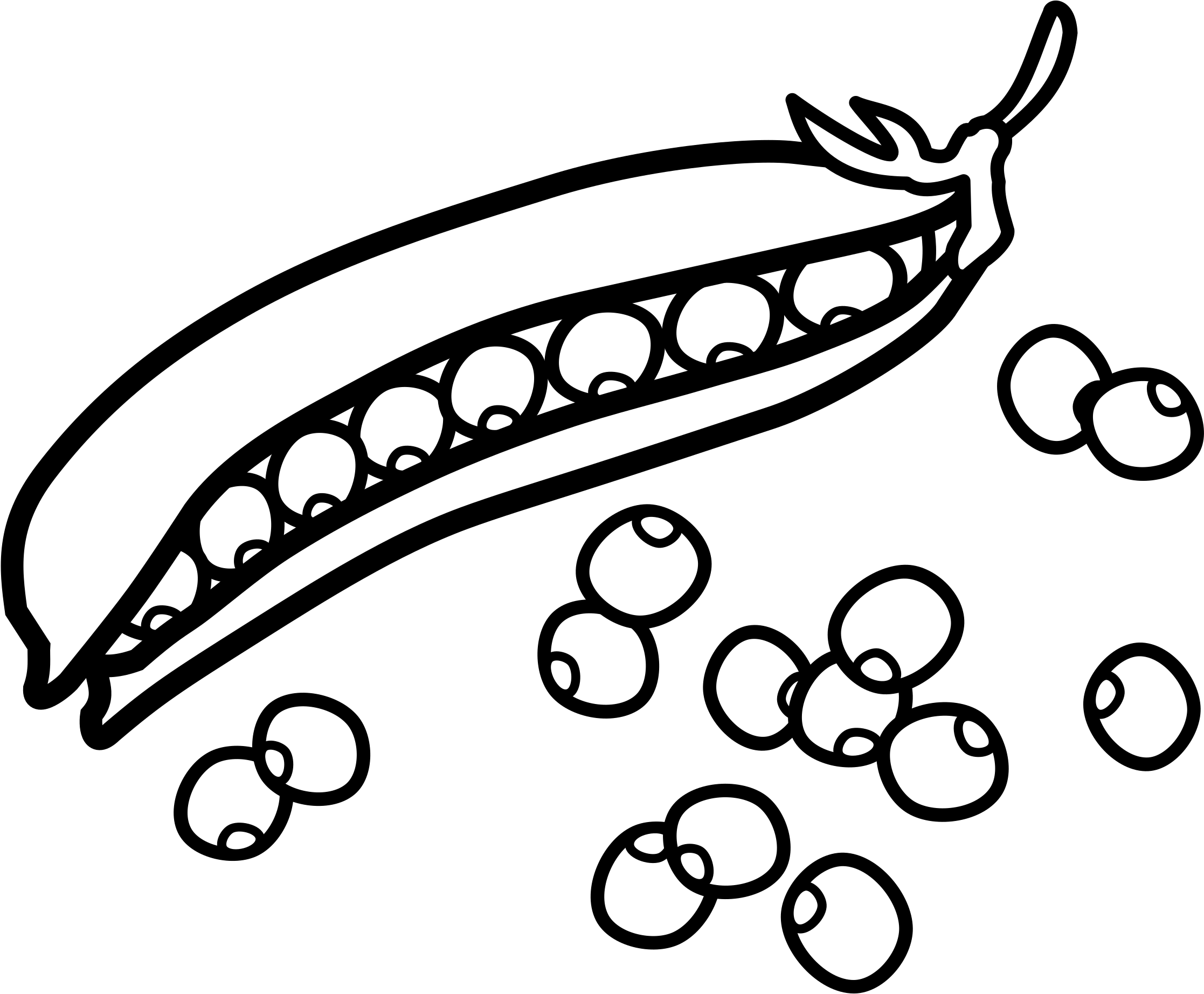 Pea Clipart Pod Real - Peas Black And White Clip Art (872x720), Png Download