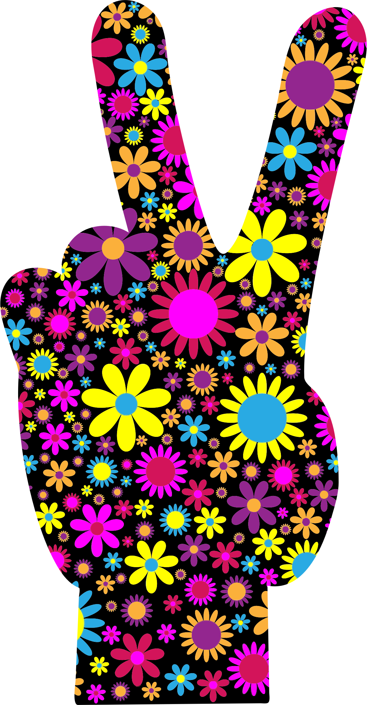 Floral Peace Hand Sign Icons Png - Floral Peace Hand Sign Full/queen Duvet Cover (1176x2256), Png Download