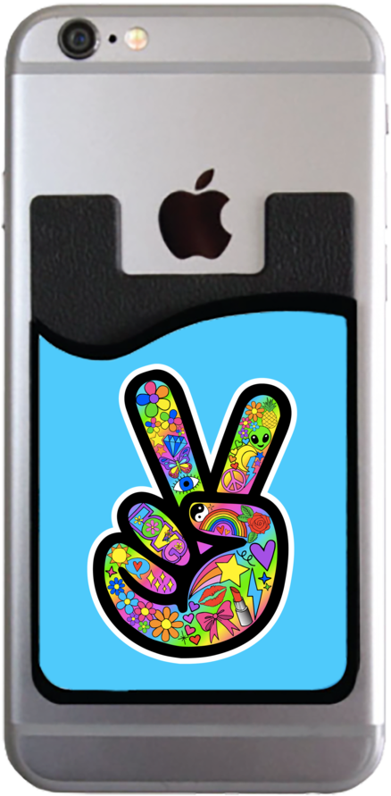 Peace Fingers Blue Card Caddy - Mylittlecase Monogram Cell Phone Card Caddy, Personalized (741x1024), Png Download