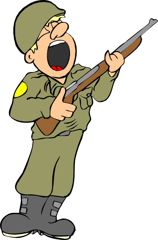 Army, Soldier, Military, Uniform, Armed, Gun, Salute - Army Man Cartoon Png (422x640), Png Download
