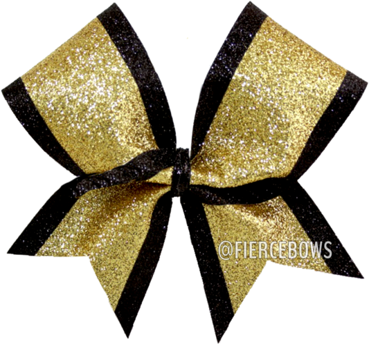 Gold Glitter With Black Glitter Trim Bow - Glitter (480x480), Png Download