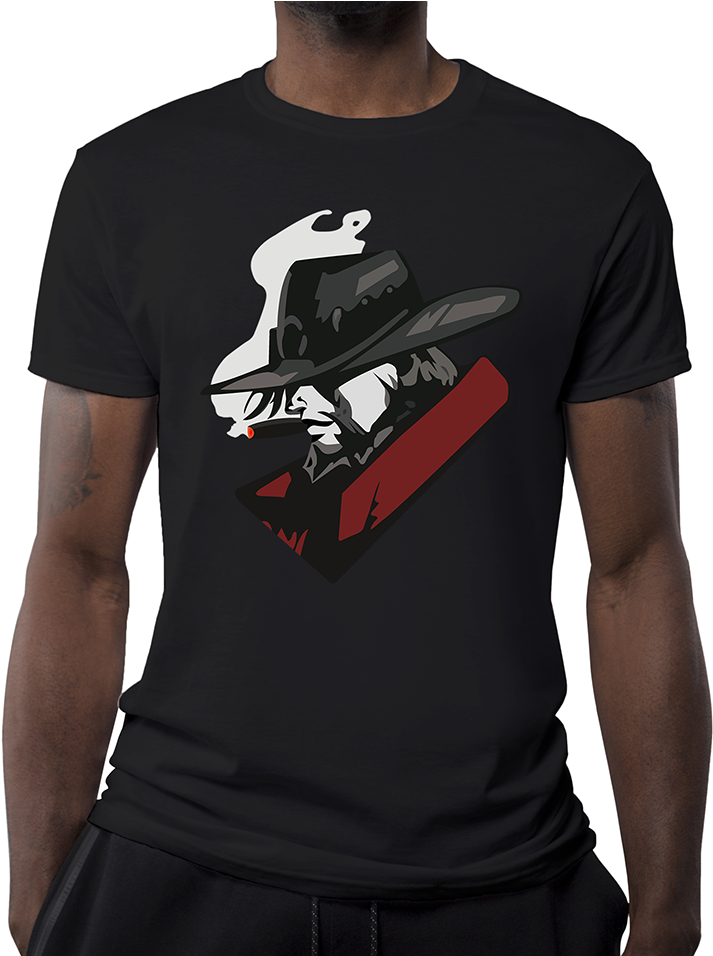 Mccree's Spray T-shirt Vectorized And On Sale - Mockup Shirt Free Download (1400x955), Png Download