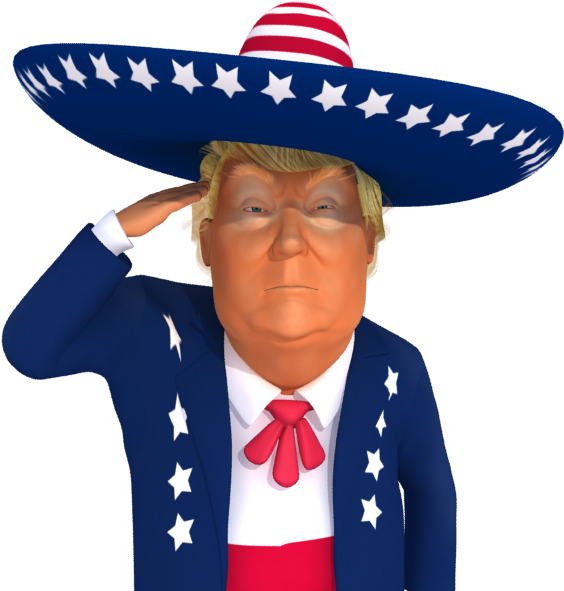 #trumpstickers Salute 3d Mexican Trump Caricature - Caricature (618x618), Png Download