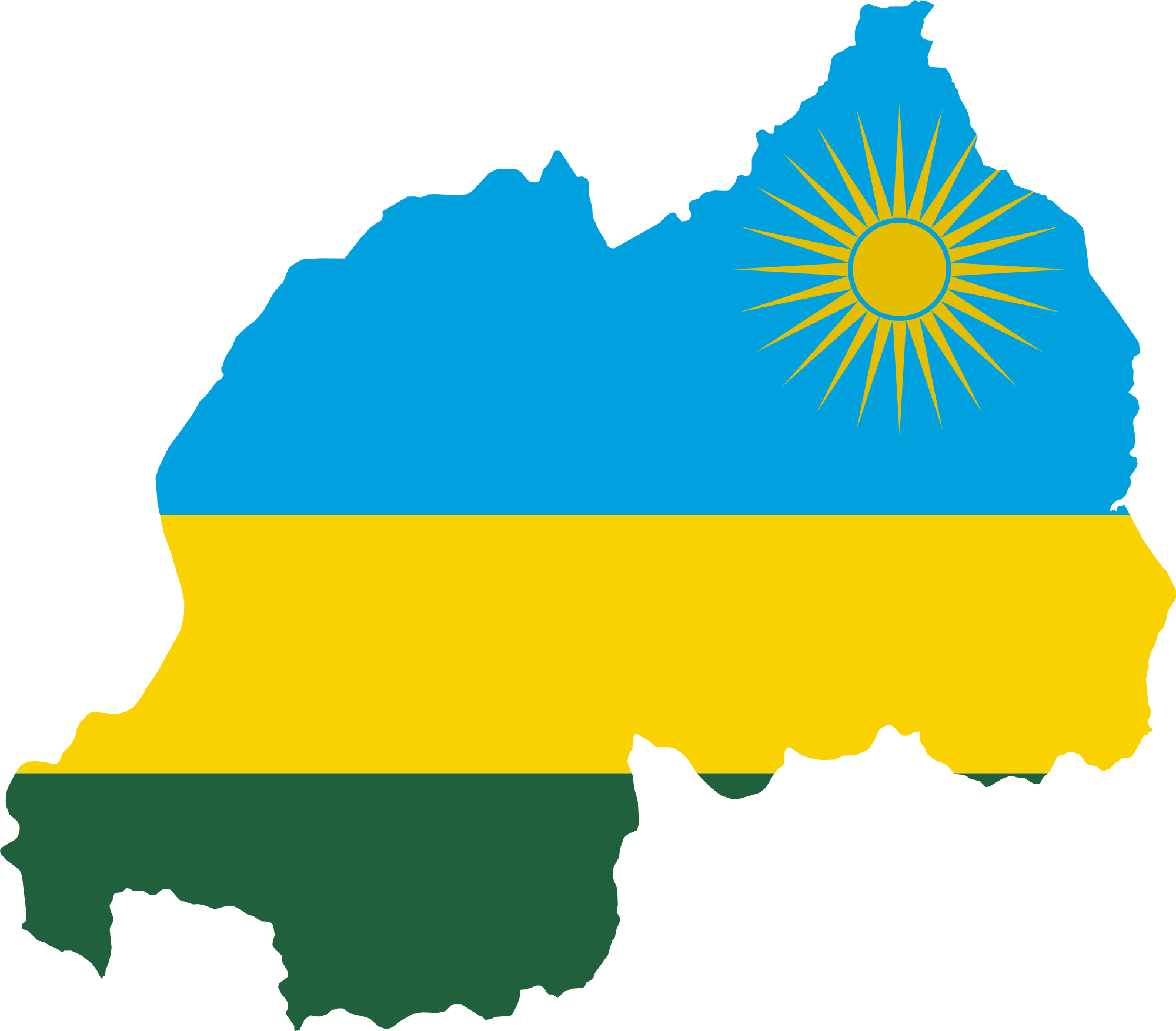 Flag-map Of Rwanda - Rwanda Flag Map (2000x1754), Png Download