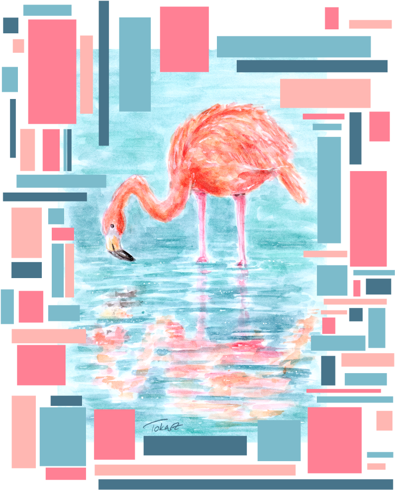 Watercolour Painting/mixedmedia - Greater Flamingo (800x1000), Png Download