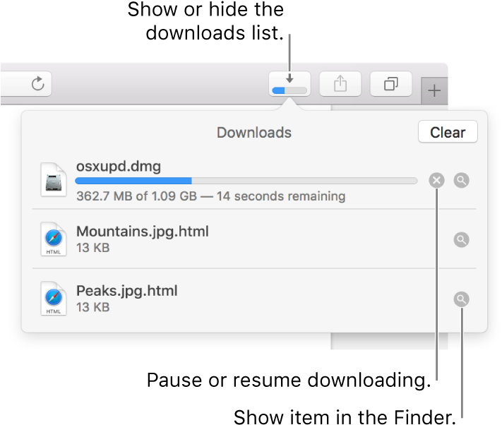 The Downloads Button In The Toolbar, With The Downloads - Safari Downloads (710x617), Png Download