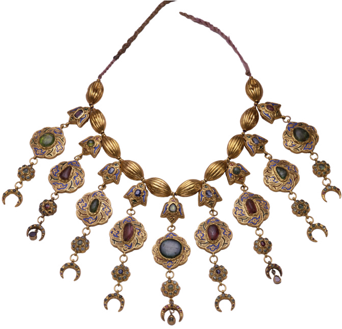 Man's Necklace With Crescent Moon Motif, Morocco, Late - Art (785x740), Png Download