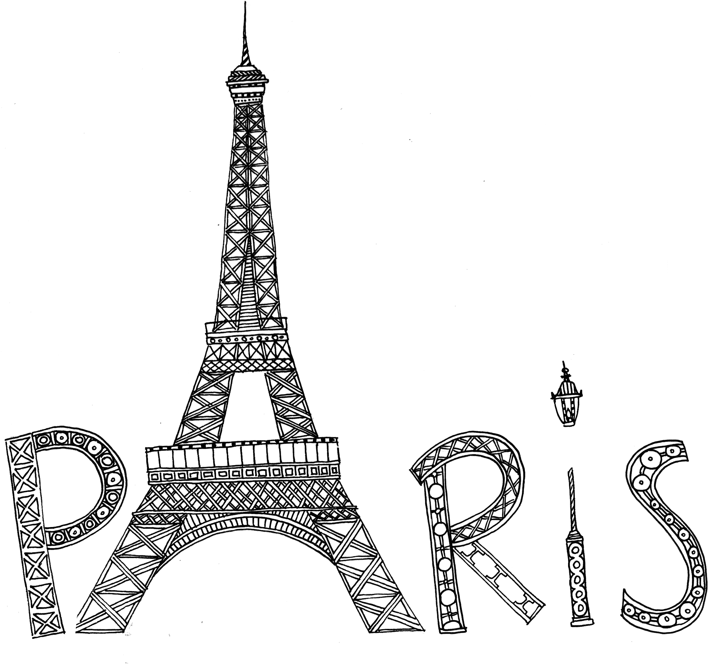 Eiffel Tower Silhouette Png Transparent Image - Cute Paris Coloring Pages (2362x2362), Png Download