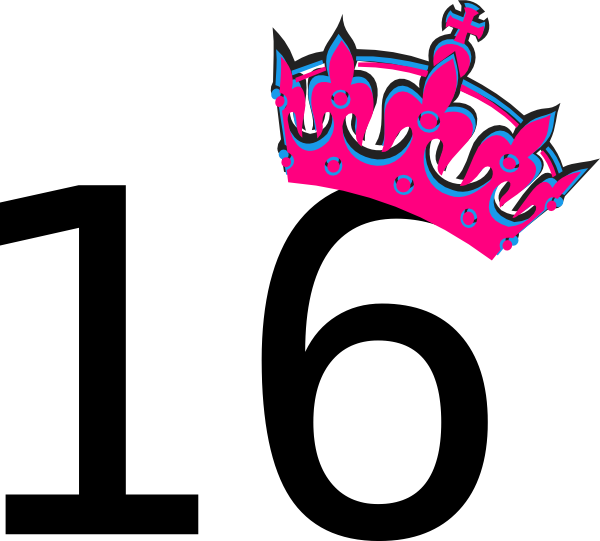 Pink Tilted Tiara And Number 16 Clip Art At Clker Com - Happy Birthday 15 Png (600x541), Png Download