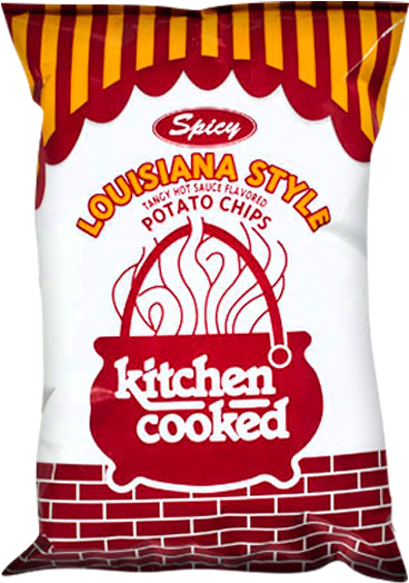 Spicy Louisiana Style Potato Chips - Kitchen Cooked Rippled Potato Chips Prepriced 10 Oz (765x850), Png Download