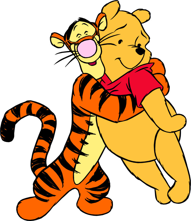 Disney Clipart - Winnie The Pooh And Tigger Hugging (805x933), Png Download