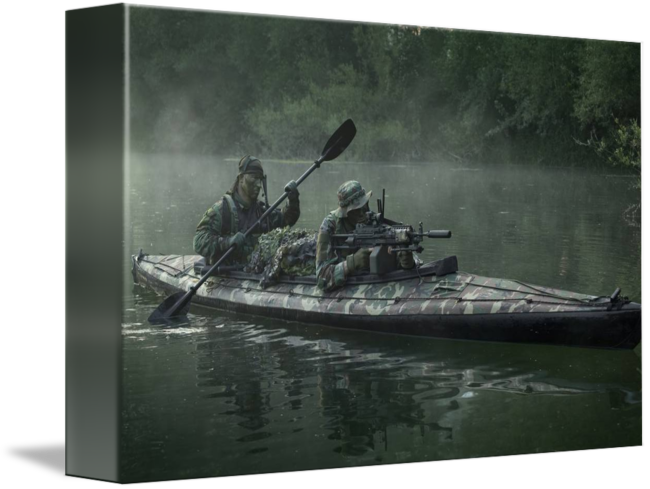 Navy Seal Boat Png - Navy Seals Navigate The Waters In A Folding Kayak During (650x489), Png Download