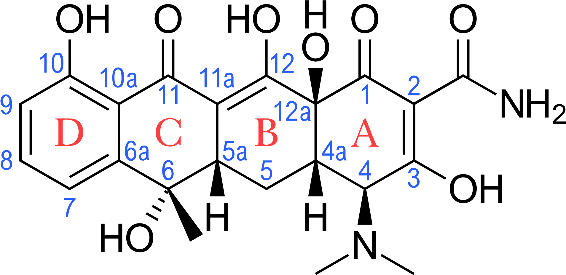 Bactroban Buy Online - Tetracycline Structure With Numbering (2000x1023), Png Download