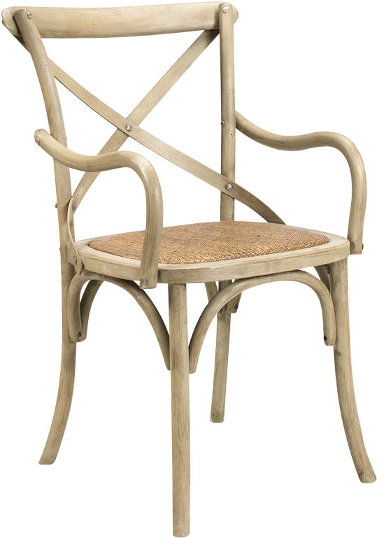 French Heritage Bosquet Arm Chair Driftwood-cream - Cross Back Oak Carver Dining (800x800), Png Download