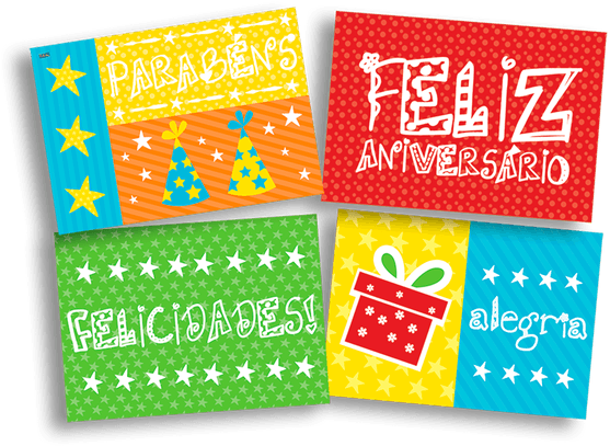 Convite Feliz Aniversário Com 8 Unidades Festcolor (600x600), Png Download