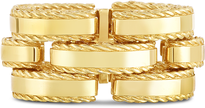 A Side Profile Of A Gold Ring Made By - Roberto Coin Retro Two Tone Diamond Link Ring (1600x1600), Png Download