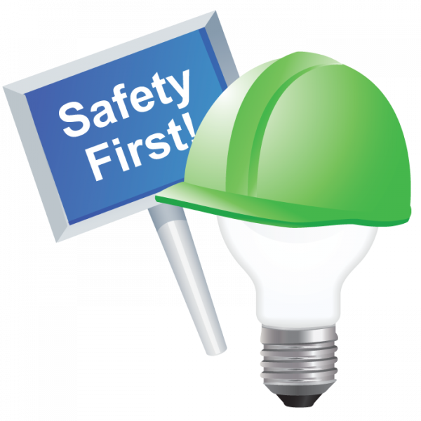 Chemhat Lightbulb Logo With Sign Reaidng Safety First - Safety (600x600), Png Download