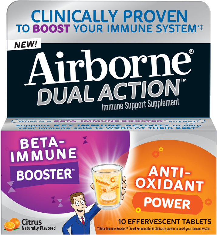From The Manufacturer - Airborne Dual Action Beta Immune Booster & Anti-oxidant (1000x1000), Png Download