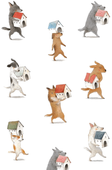 Which Dog Home To Choose - B2 Picked Up The Little House-xmas Dachshund Cotton (528x700), Png Download