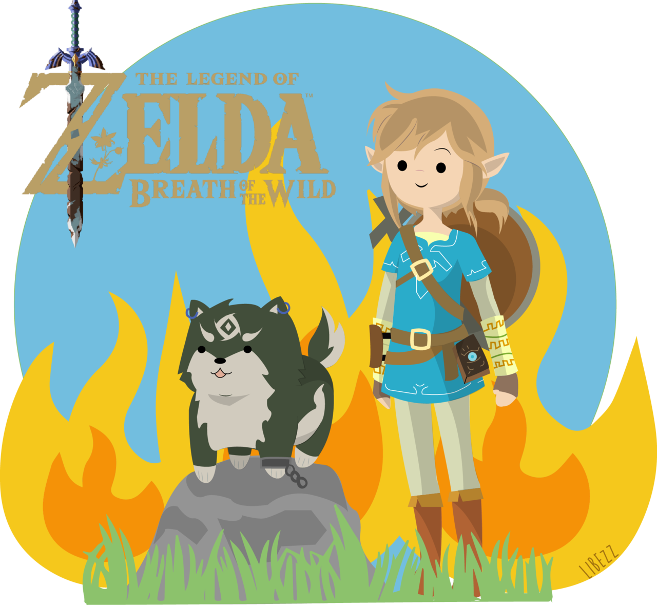 Only 19 Days Remaining Until Legend Of Zelda - Link And Wolf Link Botw (1280x1178), Png Download