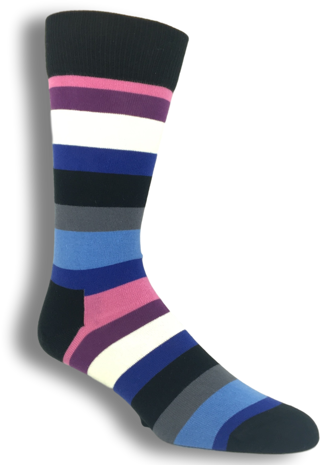 Black, Pink, And Blue Stripe Socks By Happy Socks - Sock (1643x1642), Png Download