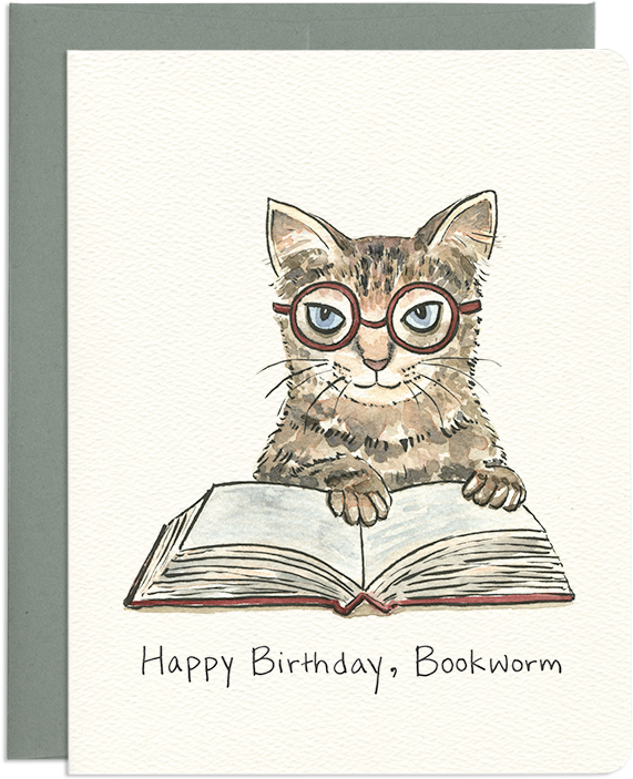 Bookworm Birthday Card - Happy Birthday Bookworm (800x800), Png Download