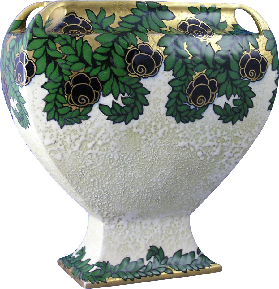 Ernst Wahliss Amphora Austria Enameled Floral Vase - Vase (984x984), Png Download