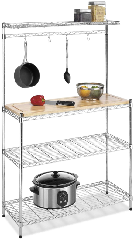 Baker's Rack Png Hd - Whitmor Supreme Baker’s Rack Wood & Chrome (800x808), Png Download