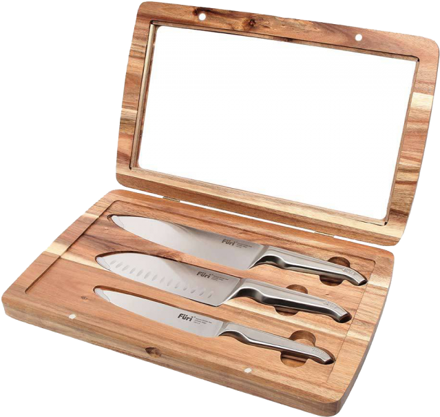 Furi Pro 3 Piece Acacia Knife Set Gift Boxed (700x700), Png Download