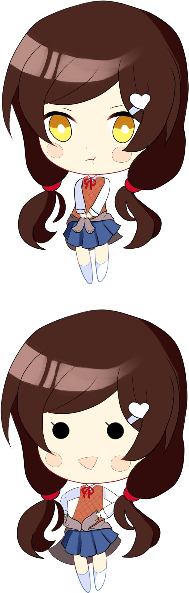 Mc Chibi Fixed - Doki Doki Literature Club Mc Girls (624x1958), Png Download