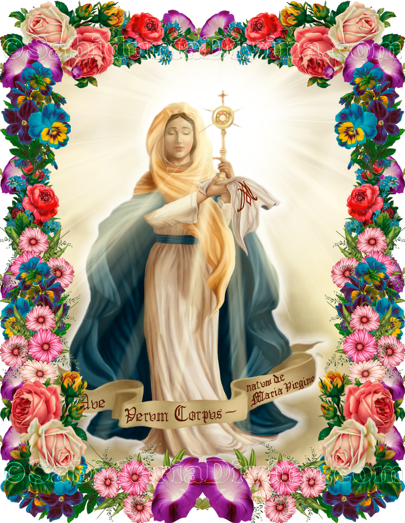 Verdadero Cuerpo Nacido De La Virgen María - Our Lady Blessed Sacrament Catholic Medal. 14k Gold (595x768), Png Download