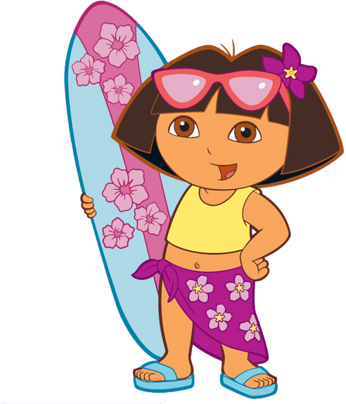 Dora The Explorer - Dora The Explorer Surfing (640x574), Png Download