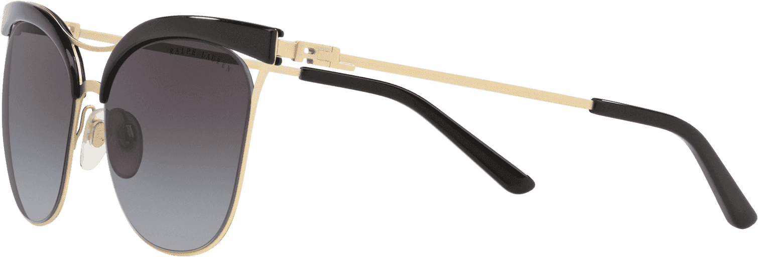 Metal Cateye Sunglasses In Black Sanded Light Gold - Sunglasses (1920x2000), Png Download