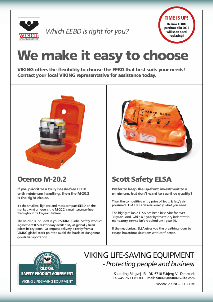 Viking Emergency Escape Breathing Devices Eebd - Oceanco Bw035-9500m, Emergency Escape Breathing Device (687x971), Png Download