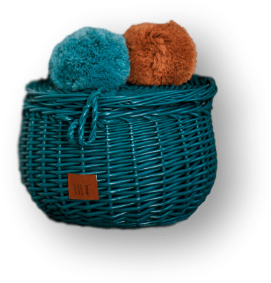 Wicker Basket Small Turquoise - Basket (580x580), Png Download