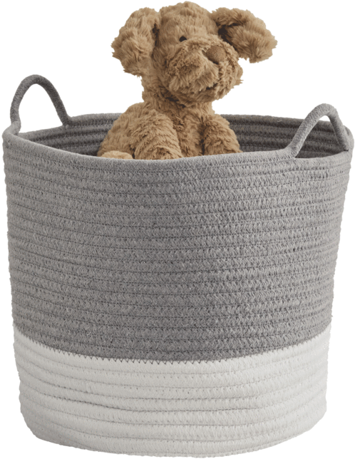 Rope Storage Basket, Ivory & Grey - Storage Basket Png (654x654), Png Download