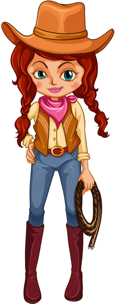 Cowboy E Cowgirl - Cowgirl Cartoon Characters Png (387x1024), Png Download