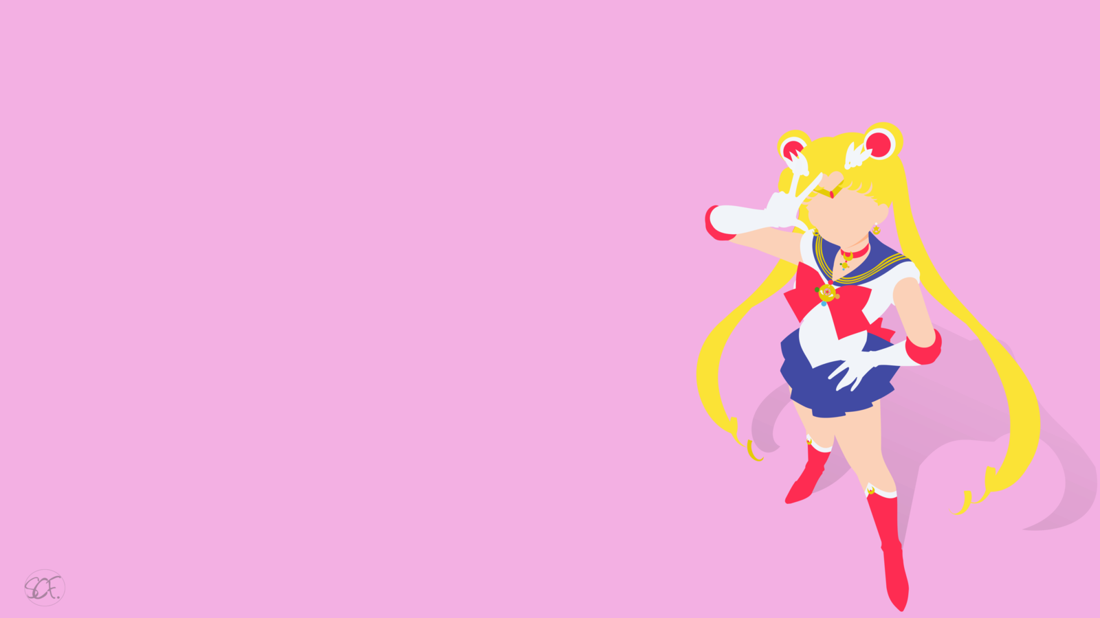 Sailor Moon Desktop Wallpaper - Sailor Moon Minimalist Desktop (1600x900), Png Download