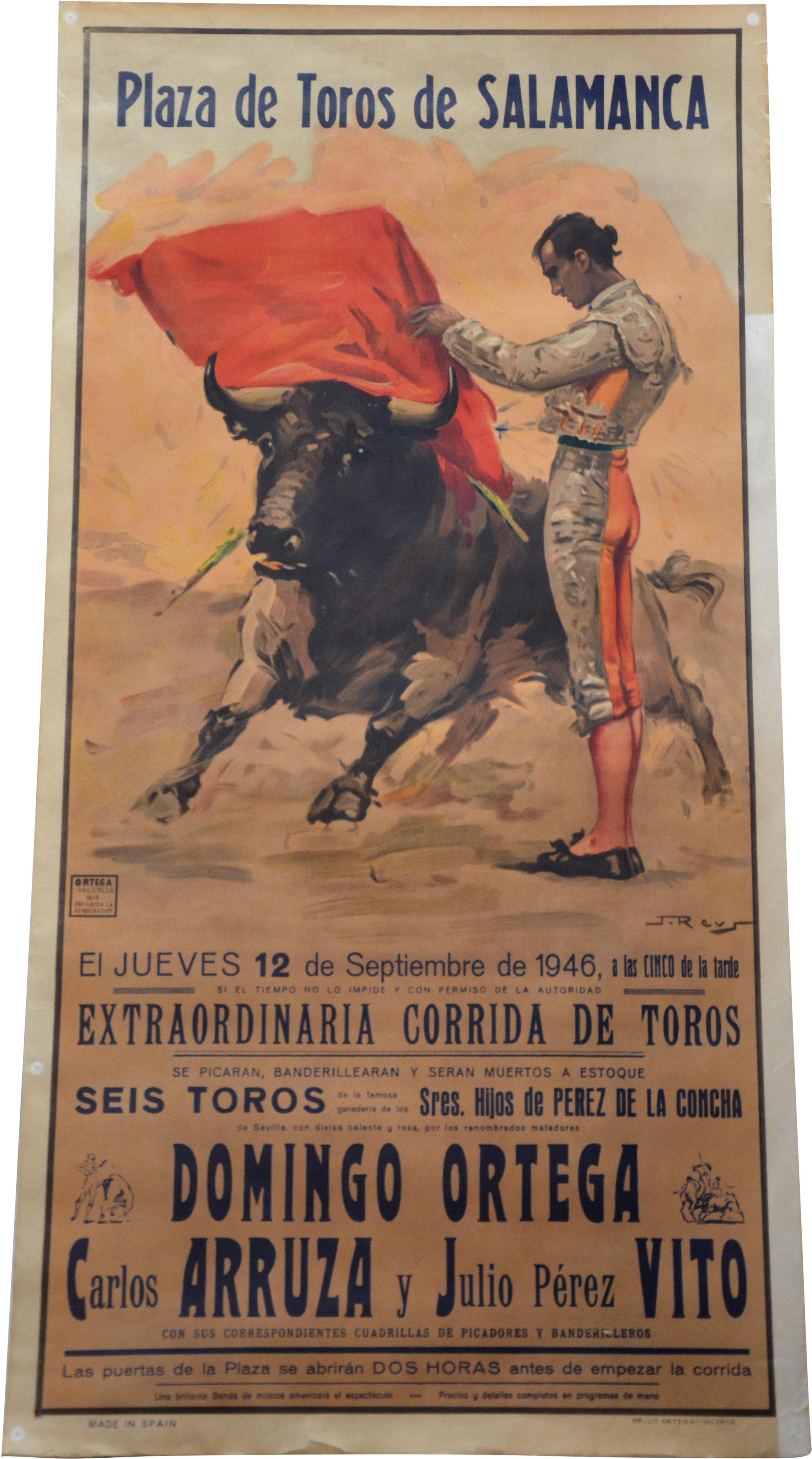 Spanish Bullfighting Poster Chairish - Madrid Domingo Ortega Arruza (2639x4741), Png Download