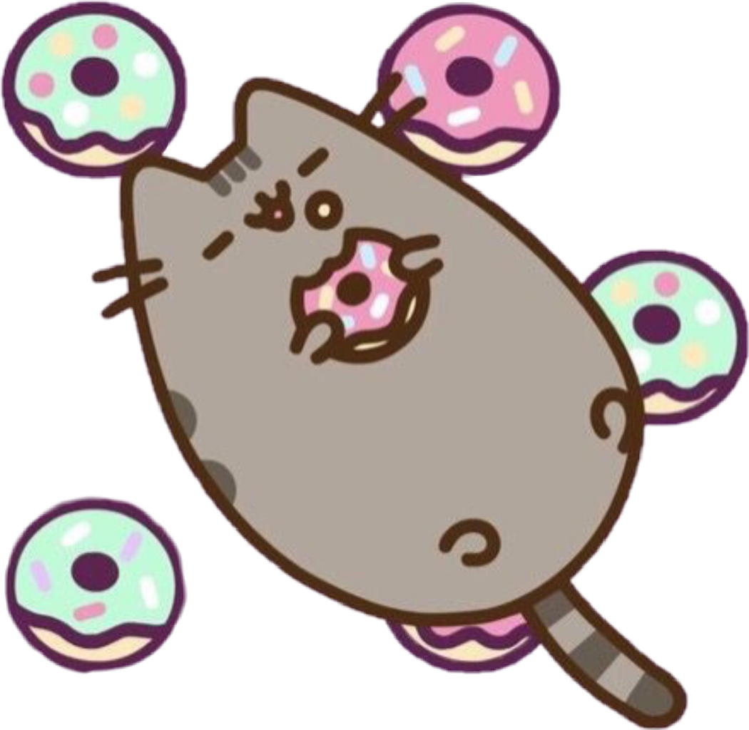 Pusheen Donut Doghnut Doghnuts Cute Tumblr Kawaii Push - Pusheen Donut (1050x1024), Png Download