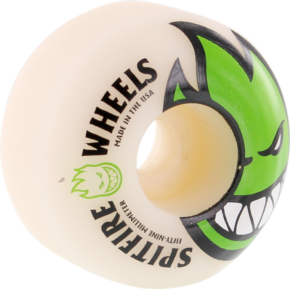 Spitfire Wheels Bighead 59mm Wht W/green - Skateboard Wheels Spitfire (1003x1000), Png Download