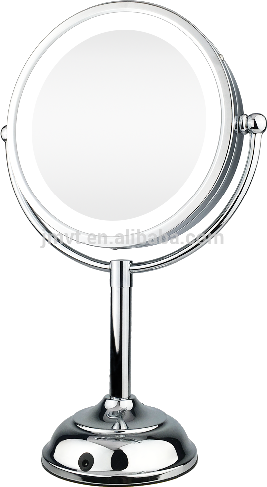 10x Magnifying Metal Makeup Mirror Led Lighted Table - Espelho Redondo De Maquiagem (1000x1000), Png Download