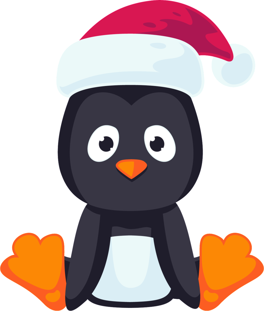 Little Penguin Sitting In A Christmas Hat With Transparent - Pinguim De Natal Png (1024x1208), Png Download