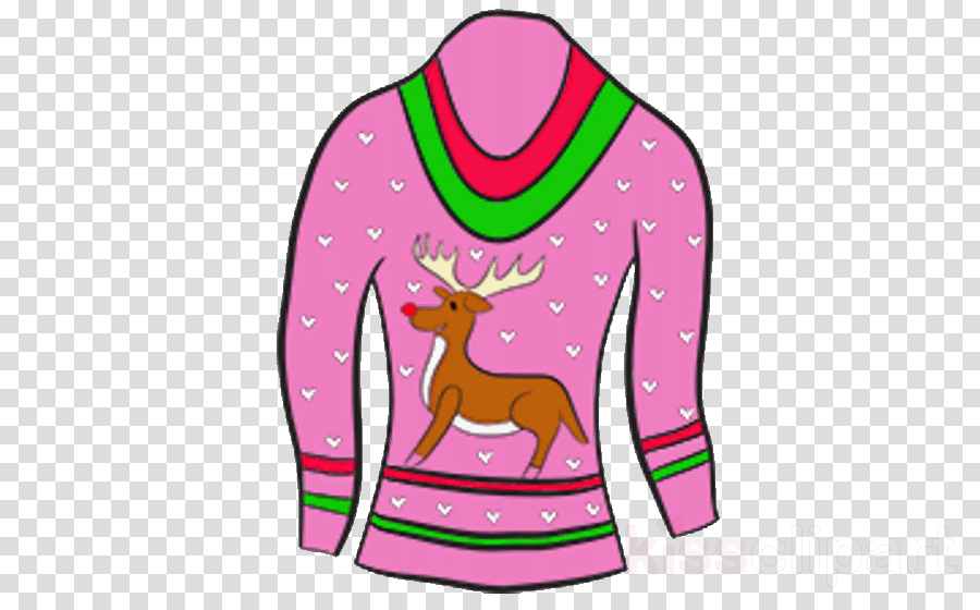 Download Ugly Sweater Clip Art Clipart Christmas Jumper - Cute Cartoon Dress Girl (900x560), Png Download