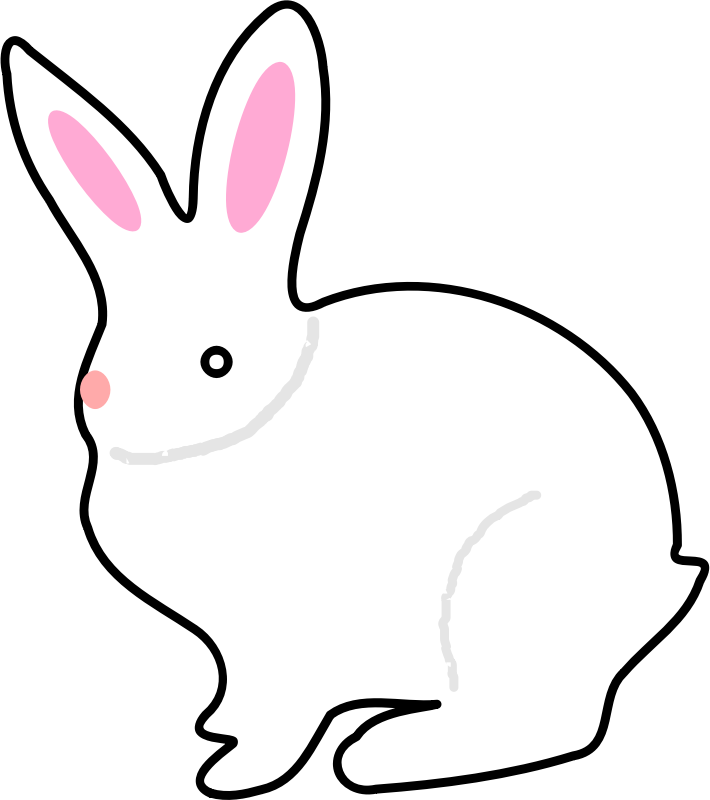 Bunny - Domestic Animals Clipart Black And White (710x800), Png Download